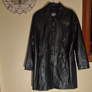 Women's Black Leather Coat